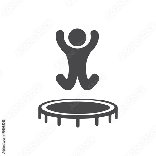 Minimalist Person Jumping on Trampoline Icon – Human Activity Silhouette for Fitness, Recreation, Fun Exercise Concept Symbol Design.