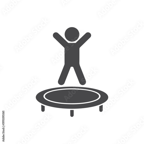 Minimalist Person Jumping on Trampoline Icon – Human Activity Silhouette for Fitness, Recreation, Fun Exercise Concept Symbol Design.