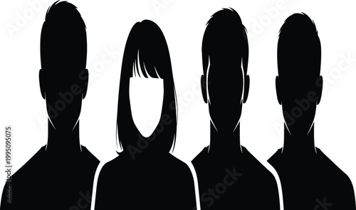 People avatar silhouette set, male female profile icons, anonymous user faces, black vector head portraits collection isolated illustration design