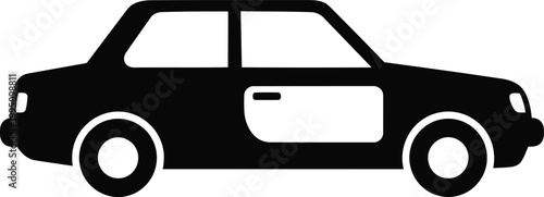 Black and white of a classic car, side view black car white background, de