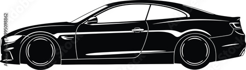 Black and white of a classic car, side view vintage car automobile