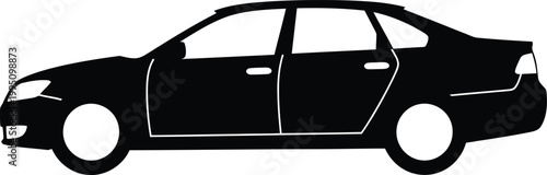 Black and white of a classic car, side view vintage car automobile