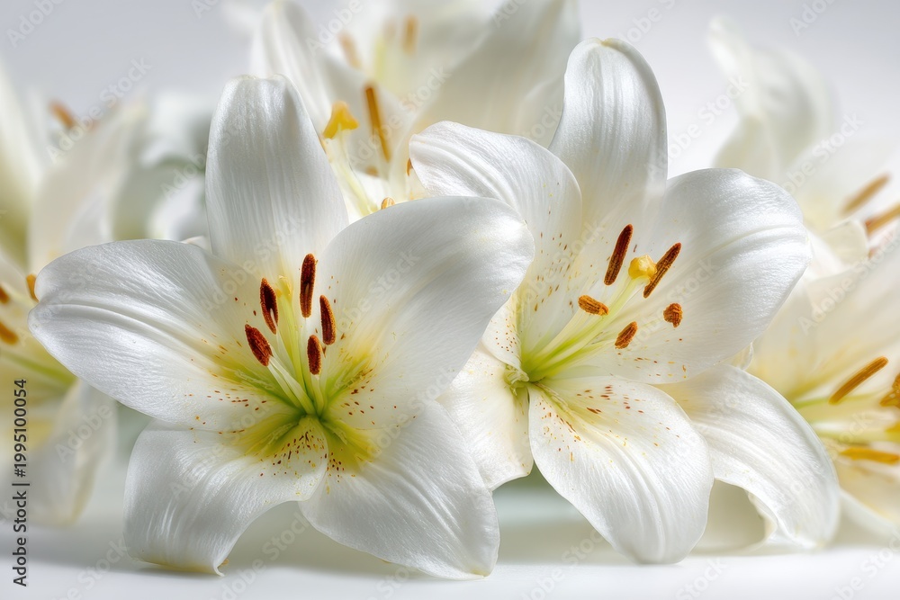 Fototapeta premium Minimal top-view portrait of lilies on a clean, bright backdrop