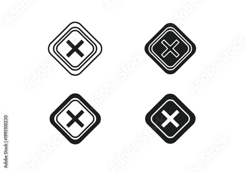 Black and white of padlocks with checkmarks and crosses des