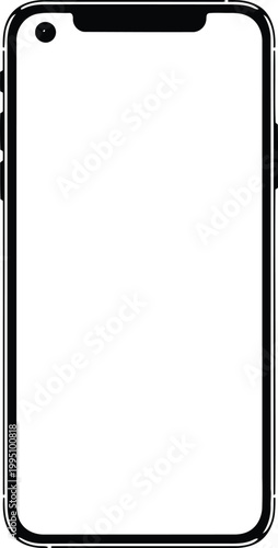 Black and white smartphone outline minimalist black smartphone white background