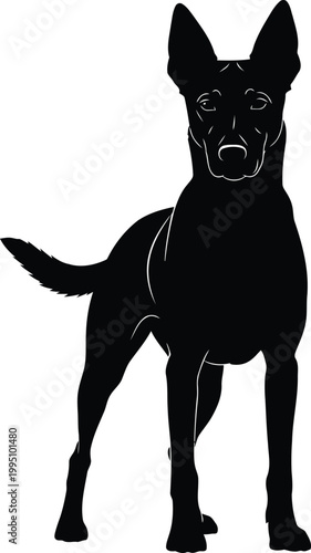 Black silhouette of a cat standing on hind legs black cat minimalist desi