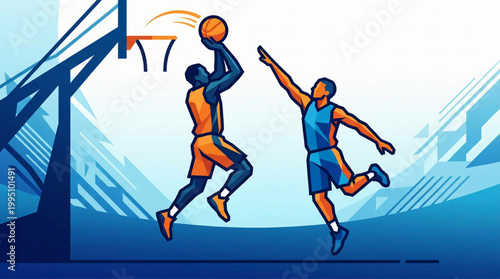 Dynamic Basketball Players Action Illustration