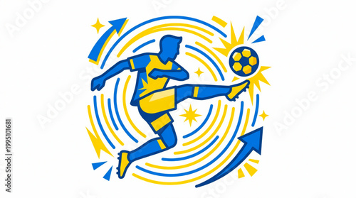 Dynamic Soccer Player Abstract Illustration