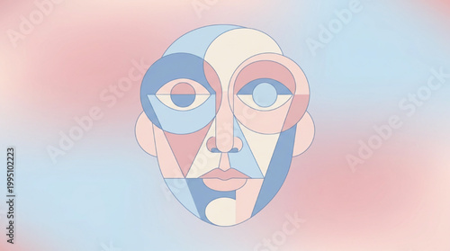 Abstract geometric human face portrait illustration