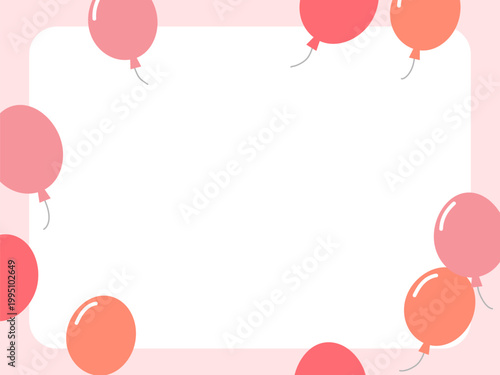 風船が舞うお祝いのメッセージカードフレーム背景素材