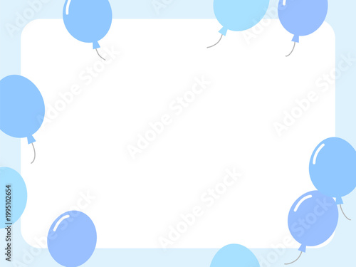 風船が舞うお祝いのメッセージカードフレーム背景素材
