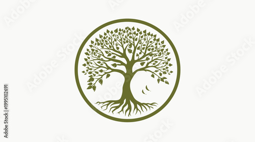 Tree symbol inside circle illustration design for business and environment