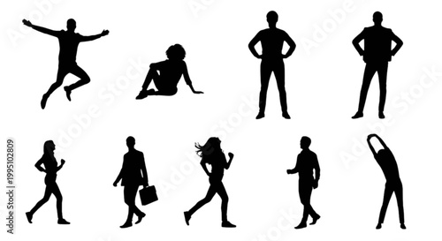 Collection of black human silhouettes