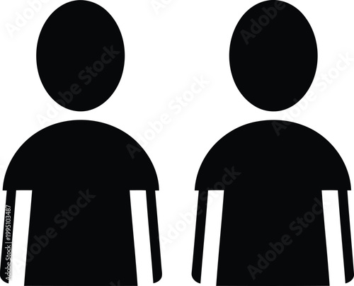 Black silhouette of two people standing side by side minimalist d