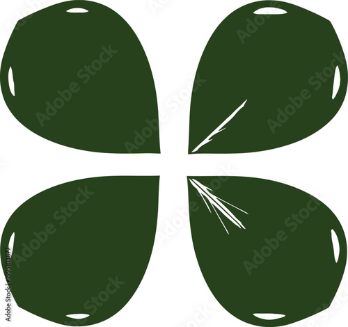 Green of abstract leaf shapes with white veins leaves desig