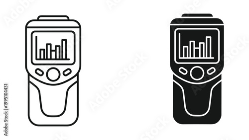 Vector illustration of a smartwatch displaying a graph on its screen in black and white