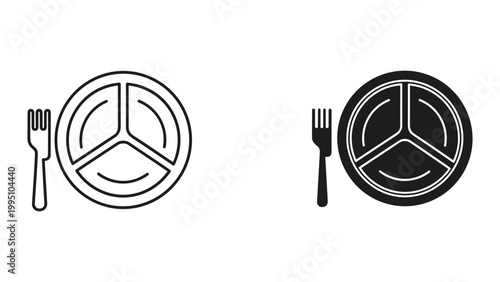 Vector illustration of peace sign plates with forks on white background
