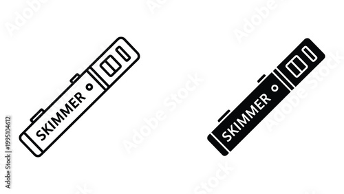 Vector illustration of skimmer icons in black and white on white background