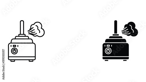 Vector illustration of humidifier icons in black and white line art style