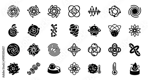 Geometric shapes, abstract icons, black and white, 40 symbol set, vector graphics