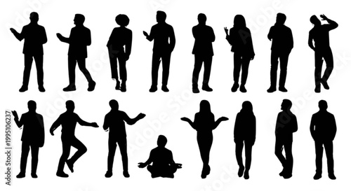 Collection of black silhouettes of people