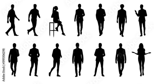 Collection of black silhouette people
