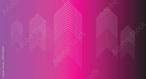 Abstract digital art featuring multiple upward pointing dotted geometric shapes pattern