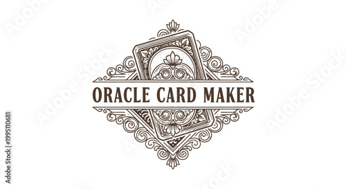 Vintage Oracle Card Maker Logo with Ornate Engraved Design