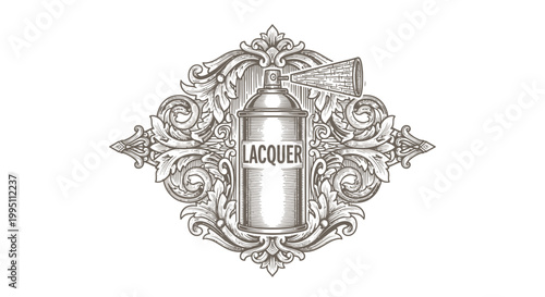 Vintage Engraved Lacquer Spray Can Emblem