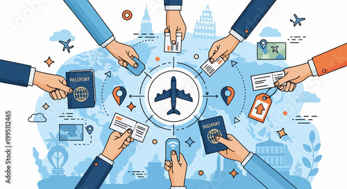 Global Travel Planning And Booking With Multiple Hands.