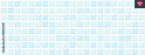 Bathroom and swimming pool ceramic tile, horizontal seamless pattern for, kitchen, toilet room. Light blue and white square mosaic for wall, floor, backsplash, interior surface, vector illustration