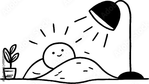 Person under blanket with lamp illuminating bedside scene