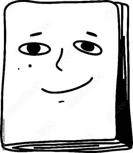 Closed book with smiling face expression on front cover