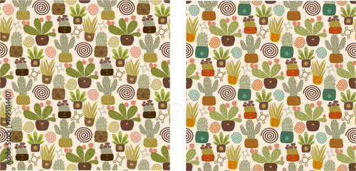 Cacti Southwestern Pattern southwestern, new mexico, arizona, swirls, zia, zia sun, cacti, cactus, cacti plants, cacti in pots, potted plants, southwestern pattern, potted cacti