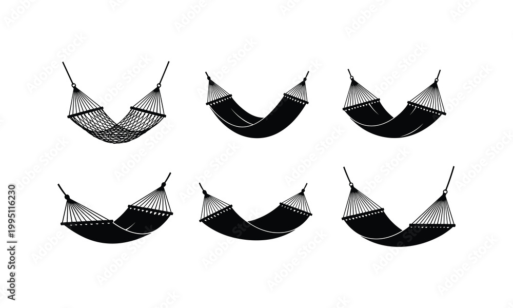 Fototapeta premium Black hammock hanging in different poses