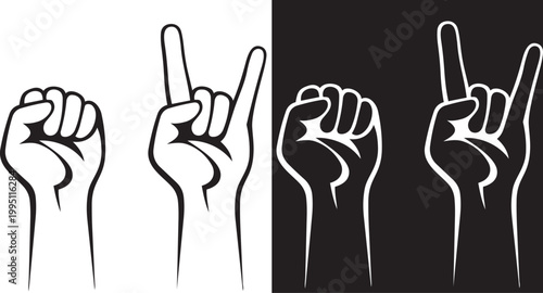 Hand Gestures of Rebellion: A striking display of hand gestures, including a fist and the iconic rock on symbol, boldly conveys a message of defiance and self-expression. png