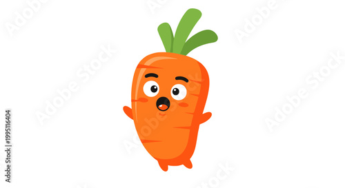 Cute Cartoon Carrot Character Surprised Expression