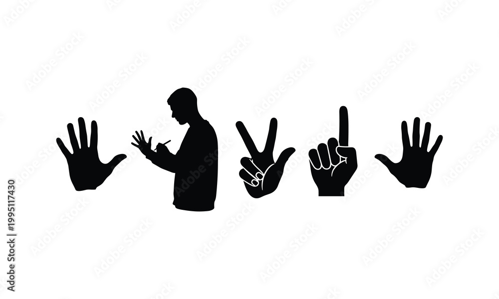 Fototapeta premium Sign language alphabet and communication illustration