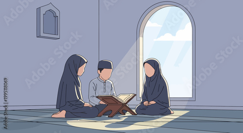 Children Learning Quran in Islamic Education Setting.