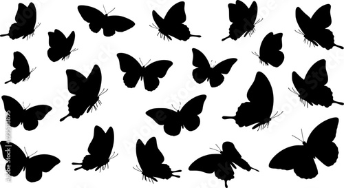 Flying butterflies silhouettes - Vector Stock
