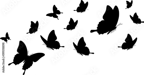 Flying butterflies silhouettes - Vector Stock