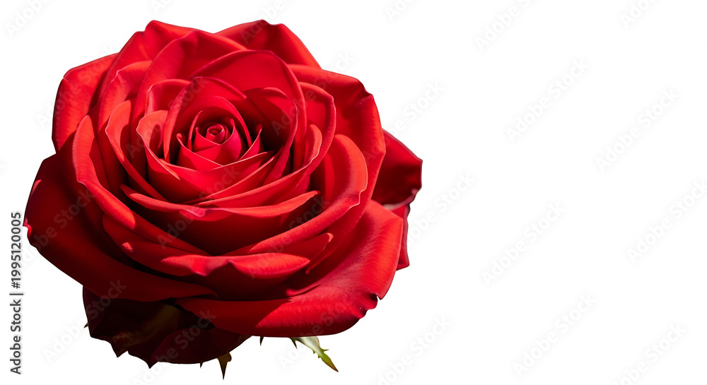 Naklejka premium Red rose close-up on a white background 