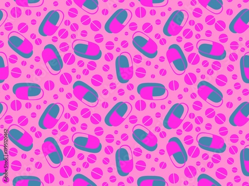 Medicine seamless pills pattern for wrapping paper and doctor clothes and packaging and medical accessories