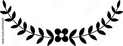 Cute mini flower with branches, minimal botanical clipart, decorative vignette for invitation and design