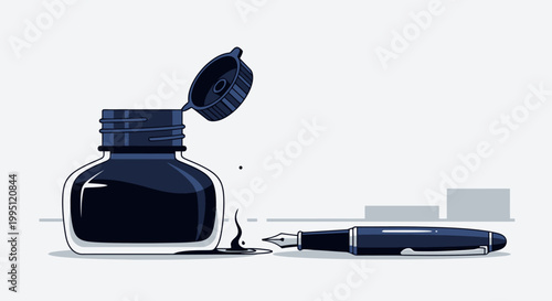 Classic Ink Bottle and Fountain Pen for Elegant Writing.