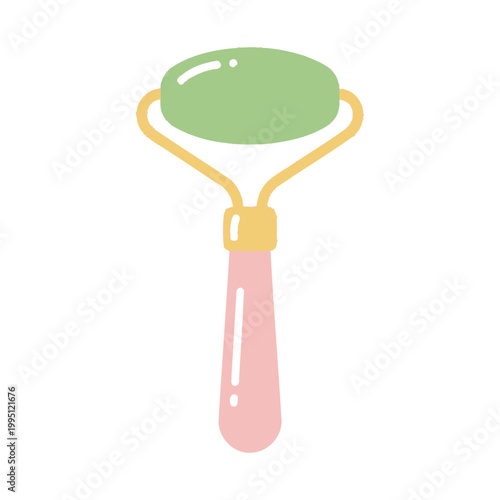Jade Roller for Face Massage - Pink and Green Skincare Tool Illustration