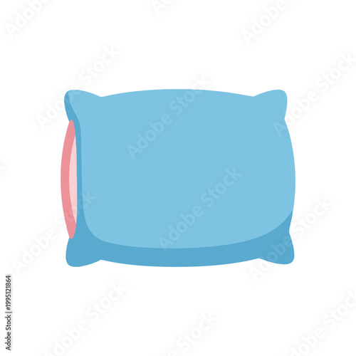 Soft Blue Pillow with Pink Trim - Comfortable Sleep and Rest Icon