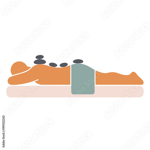 Hot Stone Massage Therapy on Person's Back, Spa Treatment, Relaxation, Wellness