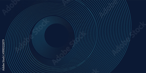 Round frame colorful blue green light isolated on dark background. Abstract circles lines pattern. Vector illustration concept for music, digital, modern science, Ai technolog