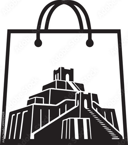 Foto Mesopotamian Ziggurat Temple Shopping Bag Silhouettes